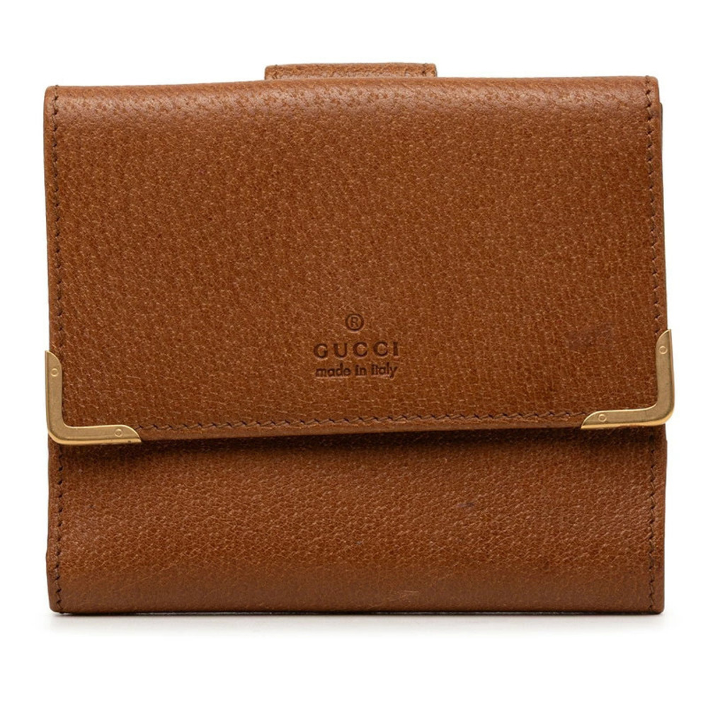 Gucci bi fold wallet brown leather
